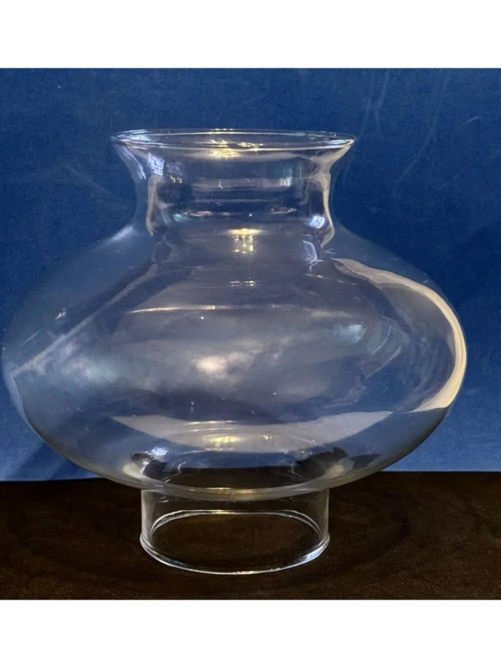 Clear Glass Hurricane Lamp Shade With Flared Top & Round Base